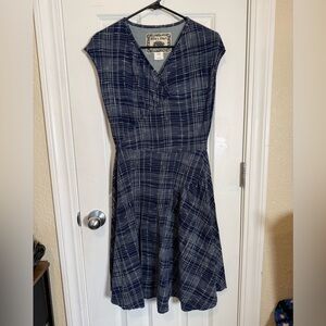Effie's Heart Navy Checkered Midi Dress